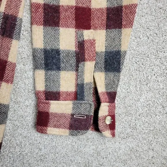 VTG Woolrich Flannel Shirt XL Red Green Plaid Wool Blend Shacket 70s Button Up